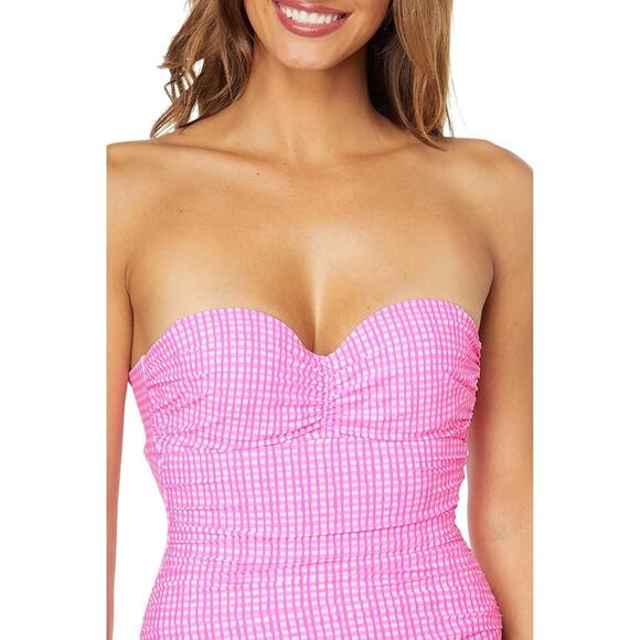 Lilly Pulitzer Women's The Same Line Bandeau One Piece Swimsuit Pink Size 14 NWT - Picture 2 of 11